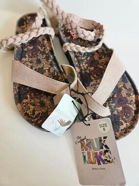 Muk Luks women's Stella sandals w/ braided suede straps, S=8